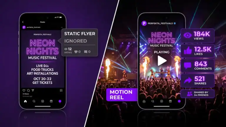 How to promote your nightclub on Instagram — motion flyer vs static flyer comparison