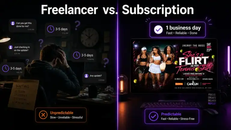 Graphic design subscription vs freelancer for event promoters — cost and turnaround comparison